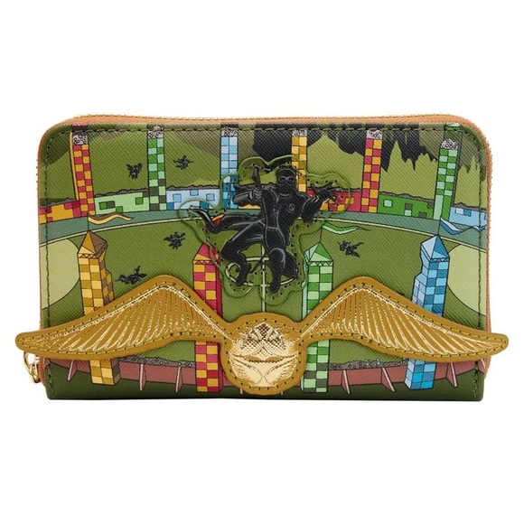 Loungefly Harry Potter on Broom in Quidditch Pitch & Golden Snitch wallet NWT - Picture 1 of 10